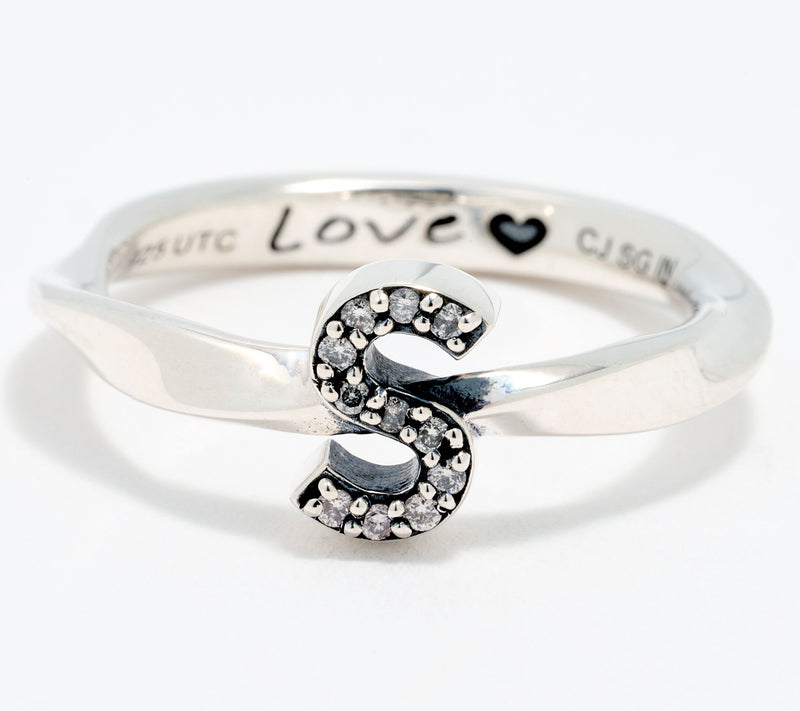 Christian James by Scott Grimes Sterling Silver Diamond Accent Initial Ring — View 39