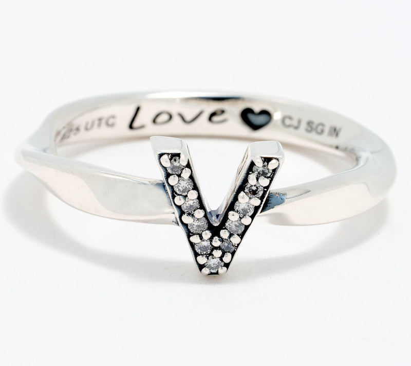 Christian James by Scott Grimes Sterling Silver Diamond Accent Initial Ring — View 45