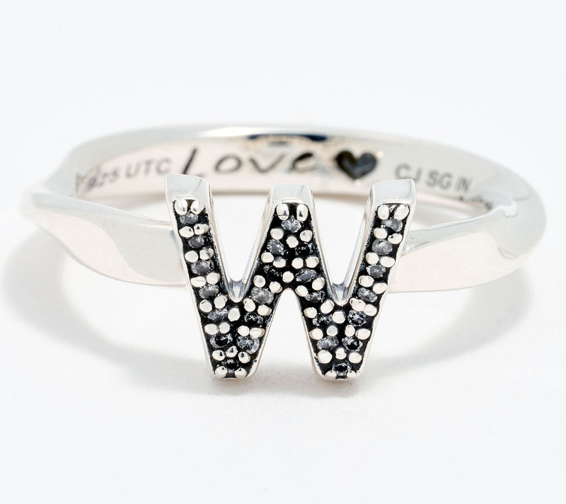 Christian James by Scott Grimes Sterling Silver Diamond Accent Initial Ring — View 47