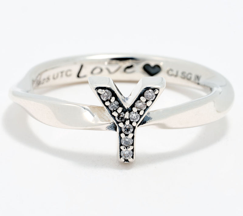 Christian James by Scott Grimes Sterling Silver Diamond Accent Initial Ring — View 51