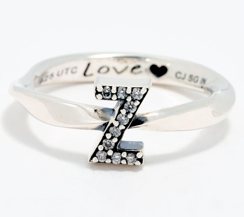 Christian James by Scott Grimes Sterling Silver Diamond Accent Initial Ring — View 53