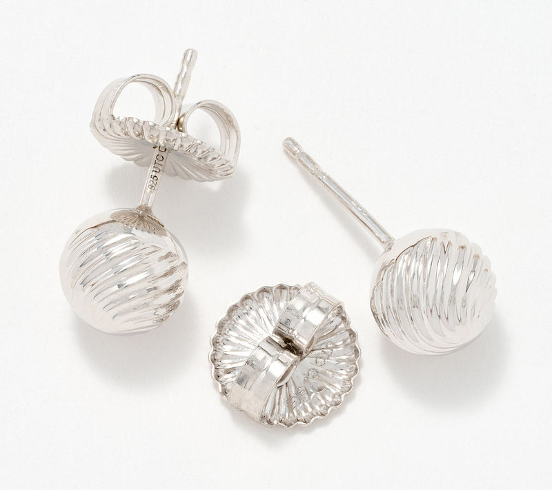 Christian James By Scott Grimes Sterling Silver Ripple Bead Earrings — View 2