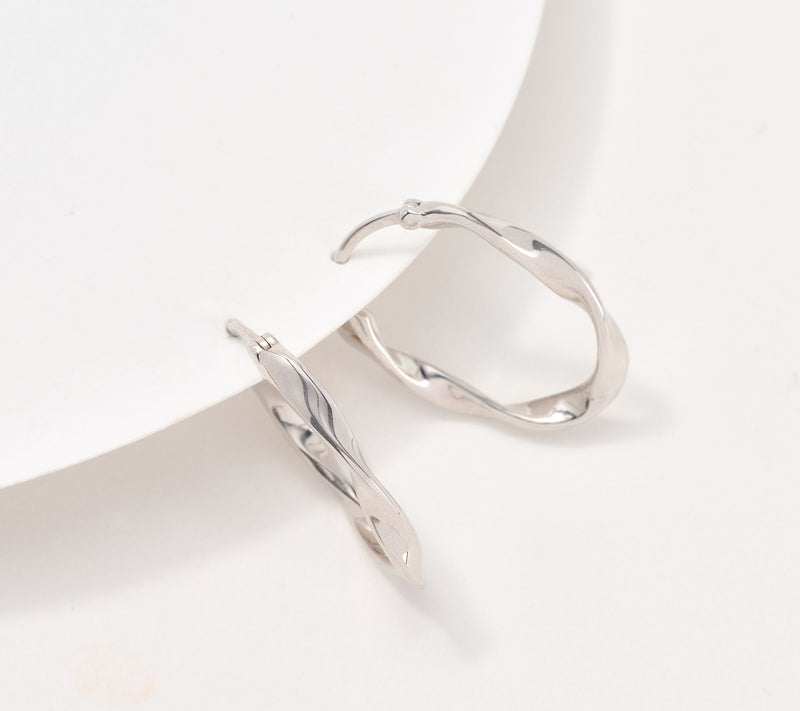 Christian James by Scott Grimes Sterling Silver 1" Oval Ripple Hoop Earrings — Main view