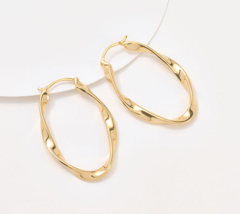 Christian James by Scott Grimes 14K Clad 1-1/2" Oval Ripple Hoop Earrings — Main view