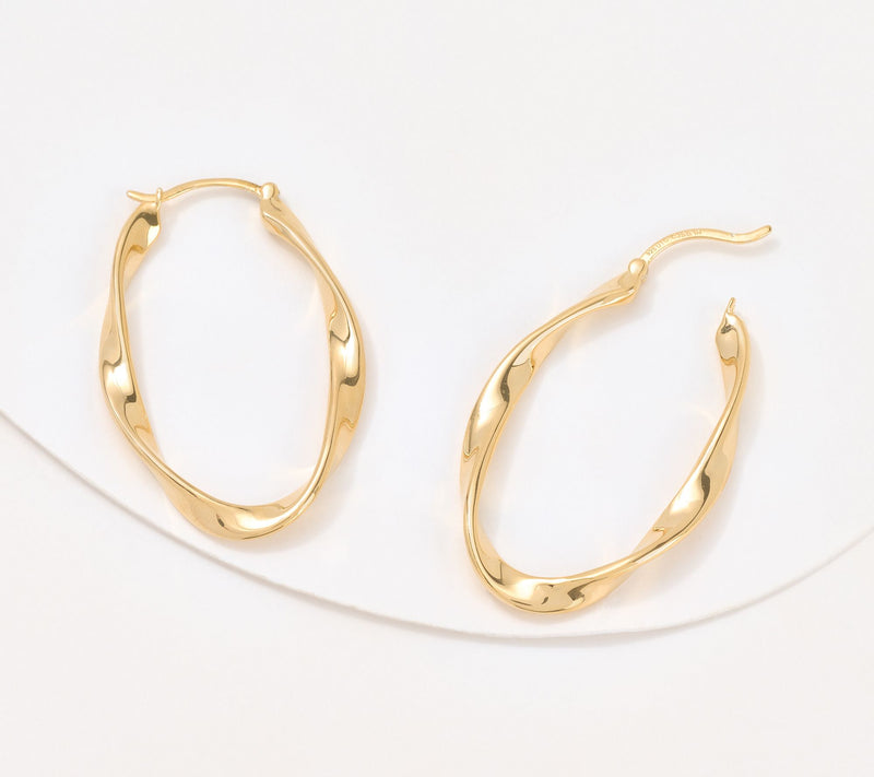 Christian James by Scott Grimes 14K Clad 1-1/2" Oval Ripple Hoop Earrings — View 2