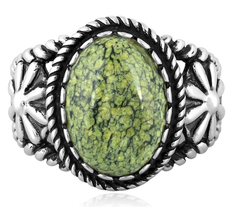 American West Sterling Silver Gemstone Concha Ring — View 7