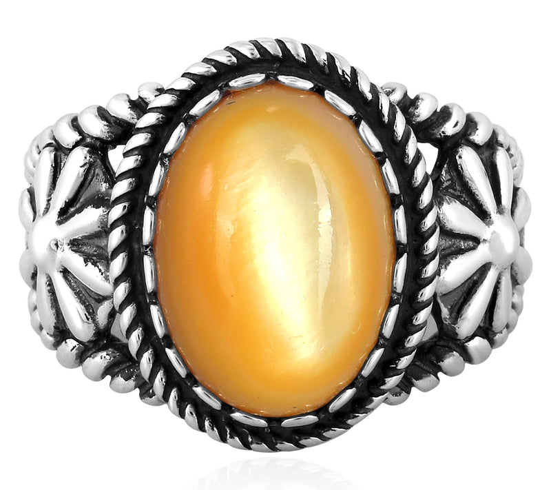 American West Sterling Silver Gemstone Concha Ring — View 14