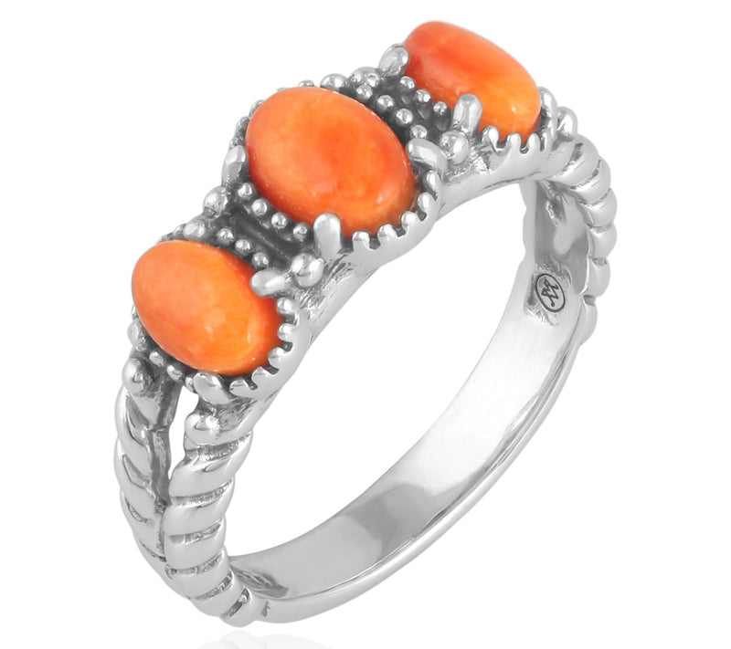 American West Sterling Silver Oval Gemstone Friendship Ring — View 8