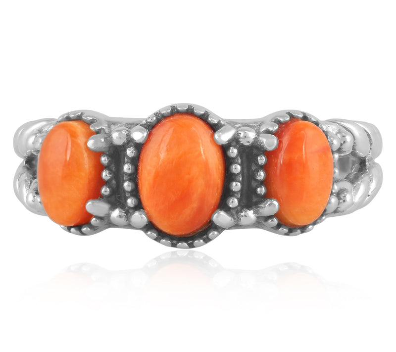American West Sterling Silver Oval Gemstone Friendship Ring — View 7