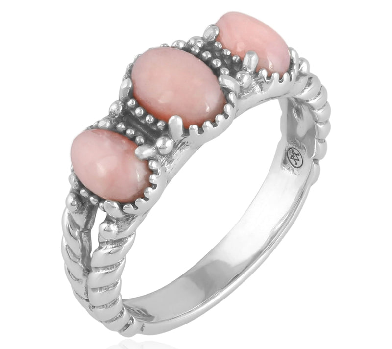 American West Sterling Silver Oval Gemstone Friendship Ring — View 2