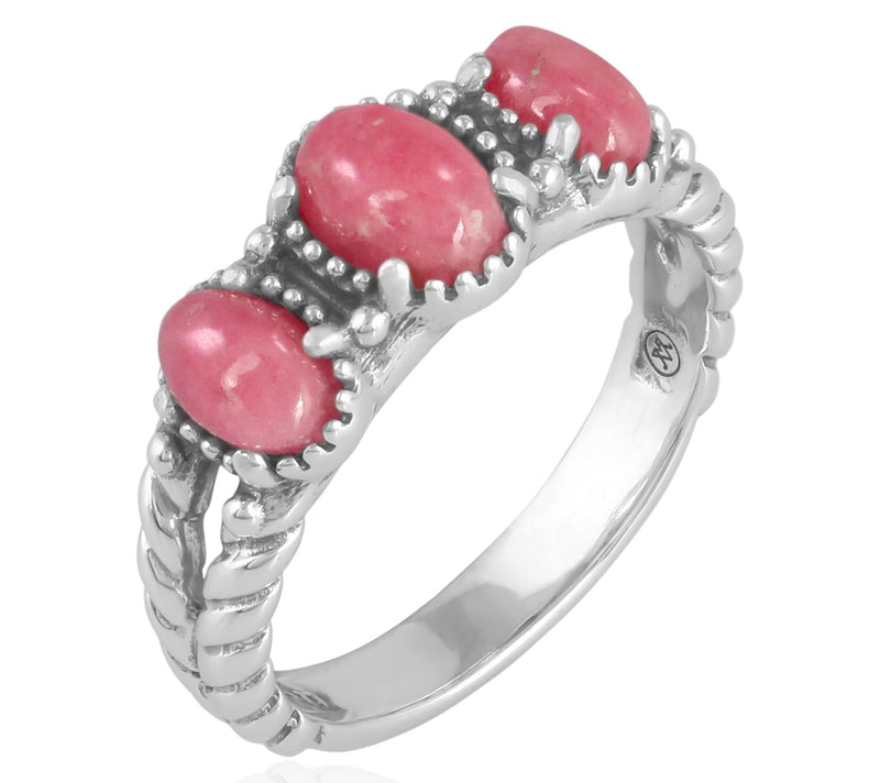 American West Sterling Silver Oval Gemstone Friendship Ring — View 5