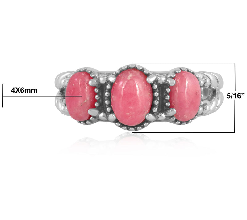 American West Sterling Silver Oval Gemstone Friendship Ring — View 6