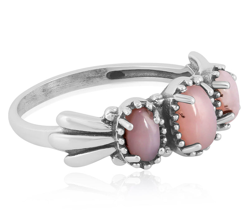 American West Sterling Silver Three Gemstone Fan Band Ring — View 6