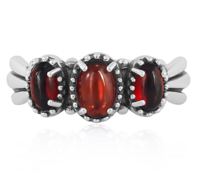 American West Sterling Silver Three Gemstone Fan Band Ring — View 7