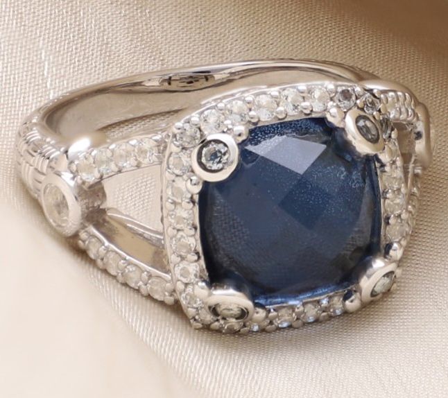 Ariva Sterling Silver Hematite Doublet CocktailRing — View 4