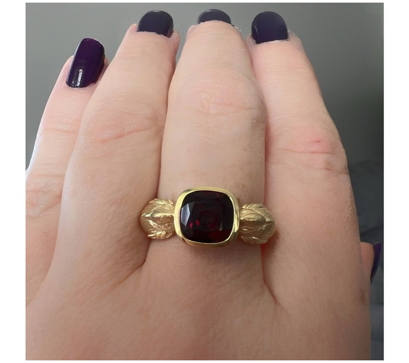 Goddaughters 14K Gold Clad Garnet Cardinal Ring — View 4