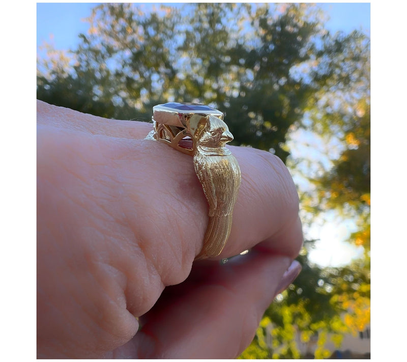 Goddaughters 14K Gold Clad Garnet Cardinal Ring — View 5