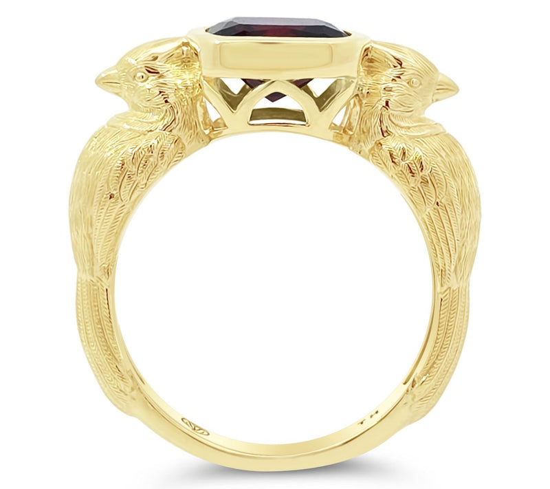 Goddaughters 14K Gold Clad Garnet Cardinal Ring — View 2