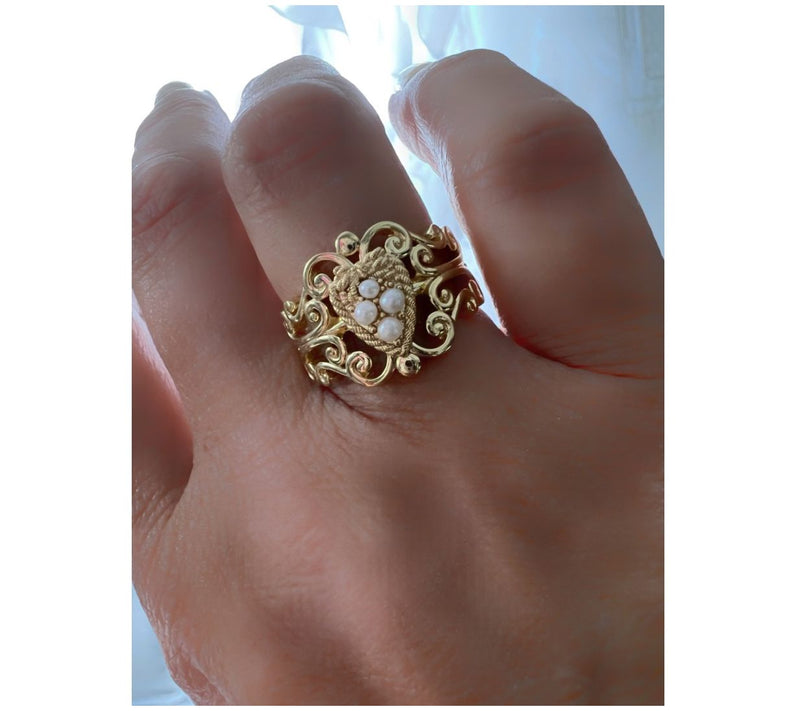 Goddaughters 14K Gold Clad Love Knot Cultured Pearl Ring — View 4