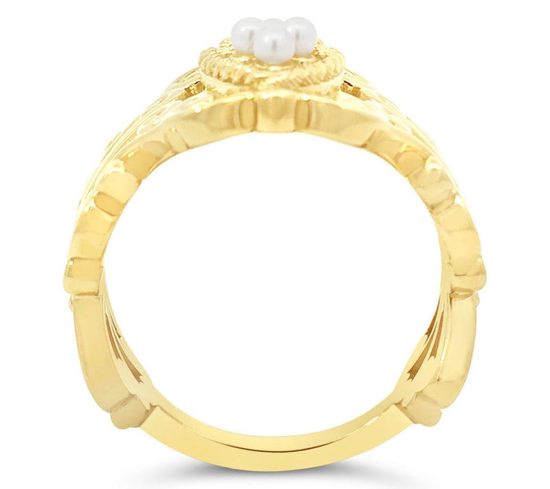 Goddaughters 14K Gold Clad Love Knot Cultured Pearl Ring — View 2