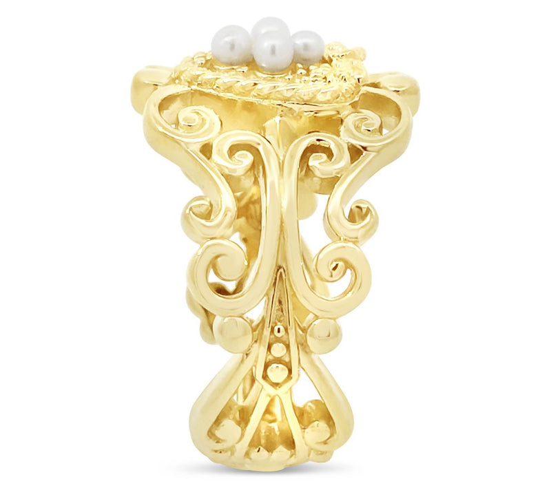 Goddaughters 14K Gold Clad Love Knot Cultured Pearl Ring — View 3