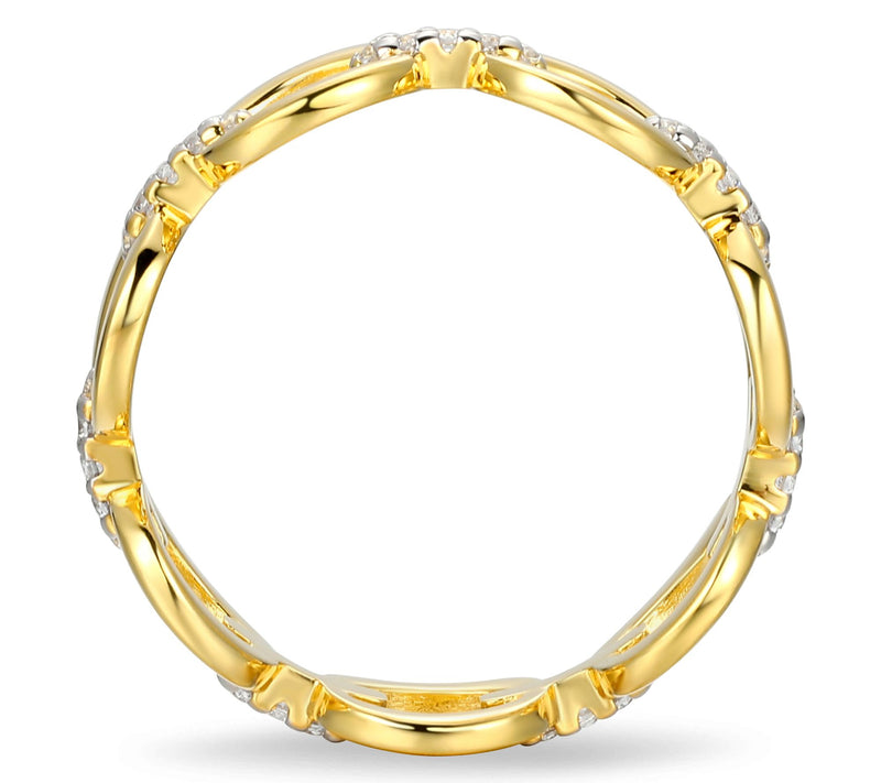 Sterling Silver Moissanite Accent Pave Link Ring — View 4
