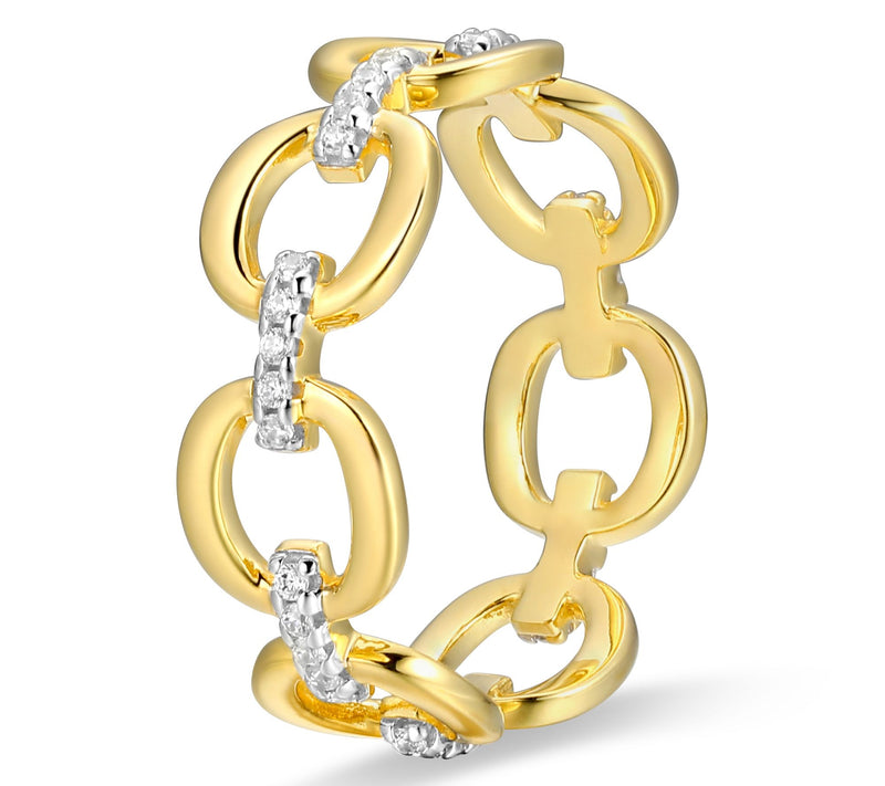 Sterling Silver Moissanite Accent Pave Link Ring — View 3