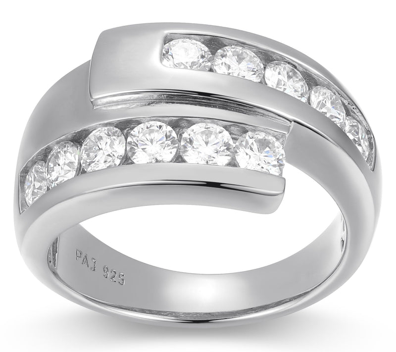Sterling Silver 0.95 cttw Moissanite Bypass Ring — View 9