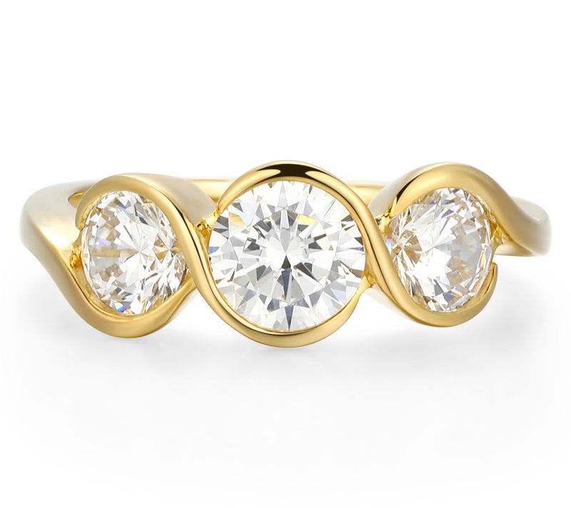 Sterling Silver 1.50 cttw Moissanite 3-Stone Ring — View 2