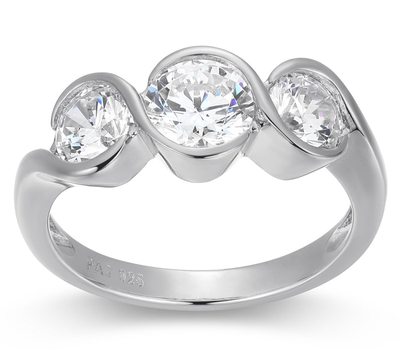 Sterling Silver 1.50 cttw Moissanite 3-Stone Ring — View 9