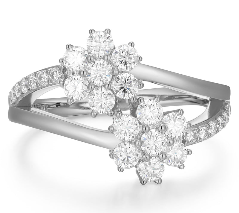 Sterling Silver 0.85 cttw Moissanite Floral Ring — View 9