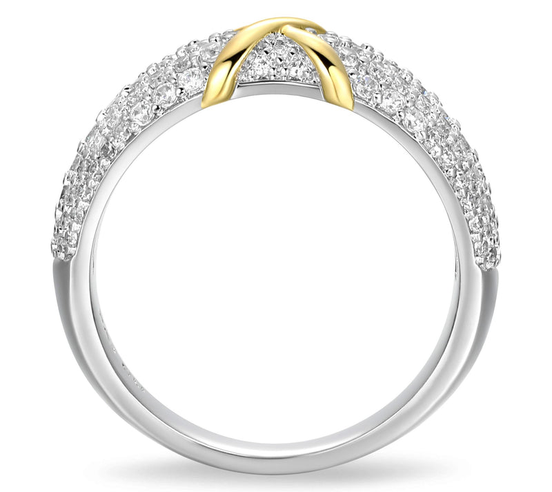 Sterling Silver 0.75 cttw Moissanite Two-tone XBand Ring — View 4