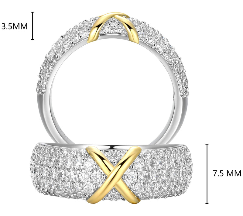Sterling Silver 0.75 cttw Moissanite Two-tone XBand Ring — View 5