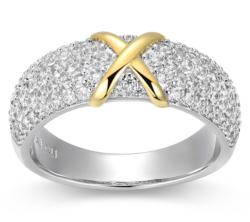 Sterling Silver 0.75 cttw Moissanite Two-tone XBand Ring — Main view