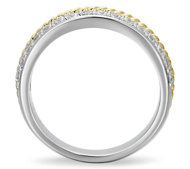 Sterling Silver 0.60 cttw Moissanite Two-Tone Band Ring — View 4