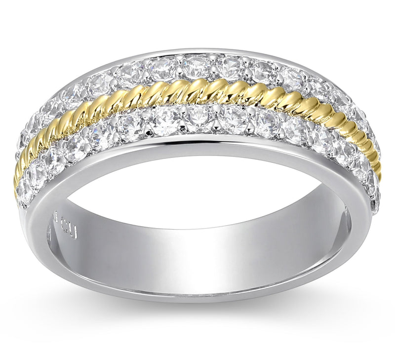 Sterling Silver 0.60 cttw Moissanite Two-Tone Band Ring — Main view