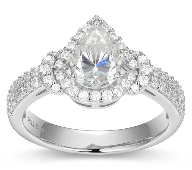 Sterling Silver 1.25 cttw Moissanite Pear Ring — View 9