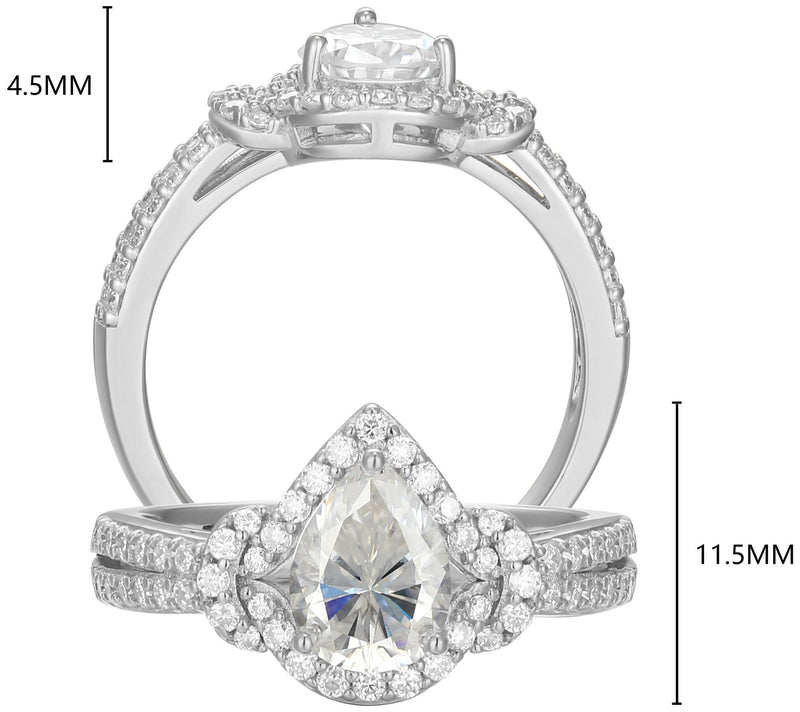 Sterling Silver 1.25 cttw Moissanite Pear Ring — View 5