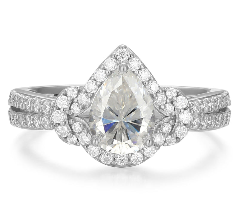 Sterling Silver 1.25 cttw Moissanite Pear Ring — View 2