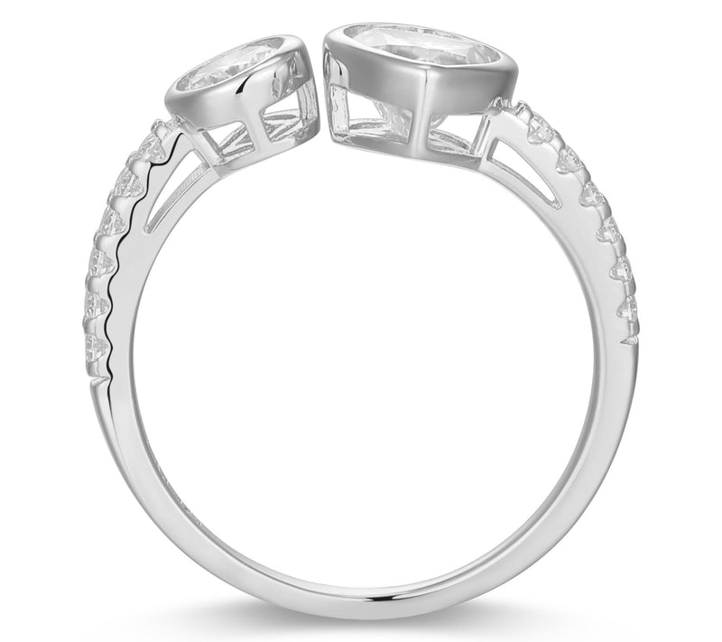 Sterling Silver 1.30 cttw Moissanite Heart CuffRing — View 3