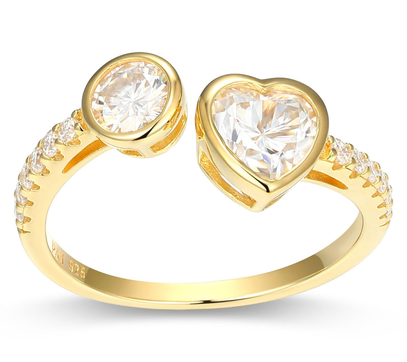 Sterling Silver 1.30 cttw Moissanite Heart CuffRing — View 10