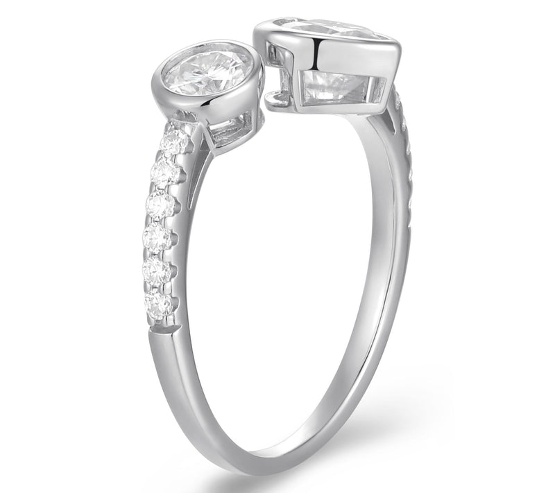 Sterling Silver 1.30 cttw Moissanite Heart CuffRing — View 4
