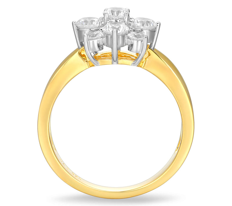 Sterling Silver 0.90 cttw Moissanite Flower Ring — View 4