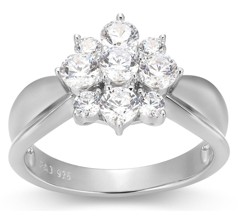 Sterling Silver 0.90 cttw Moissanite Flower Ring — View 9