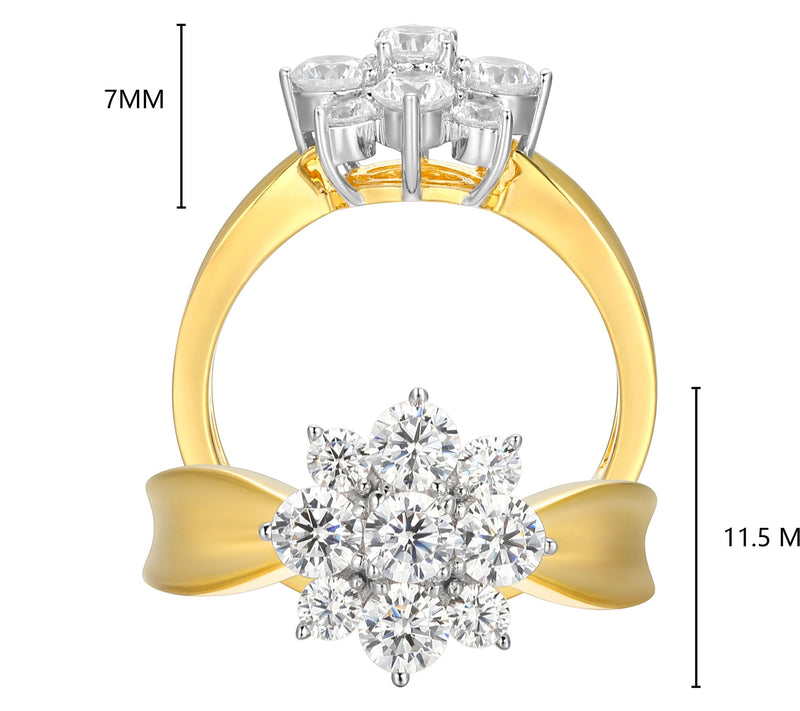 Sterling Silver 0.90 cttw Moissanite Flower Ring — View 5
