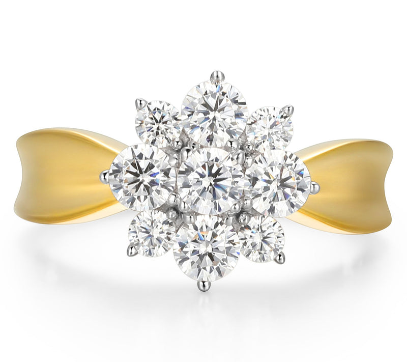 Sterling Silver 0.90 cttw Moissanite Flower Ring — View 2