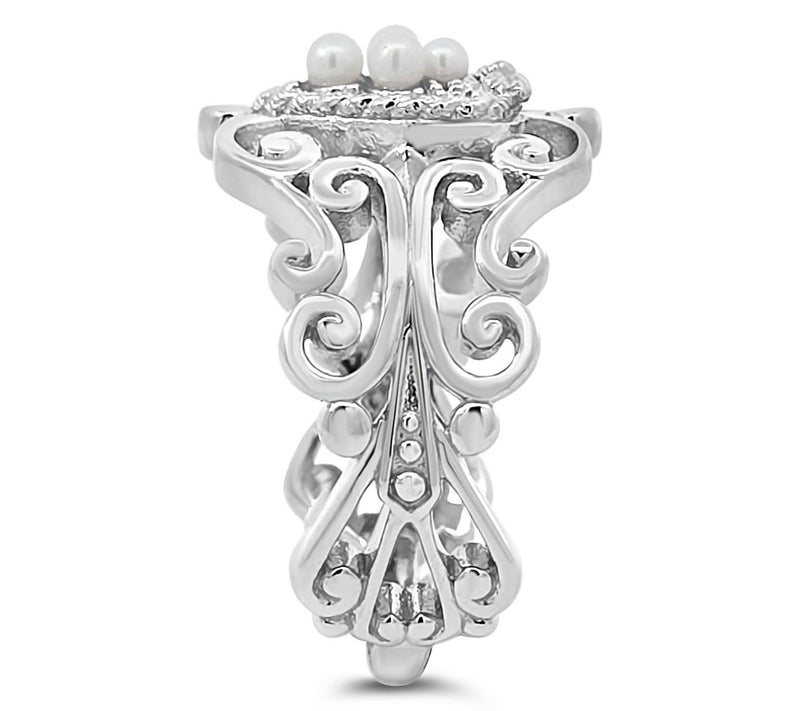 Goddaughters Sterling Silver Love Knot CulturedPearl Ring — View 3