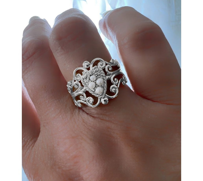 Goddaughters Sterling Silver Love Knot CulturedPearl Ring — View 5