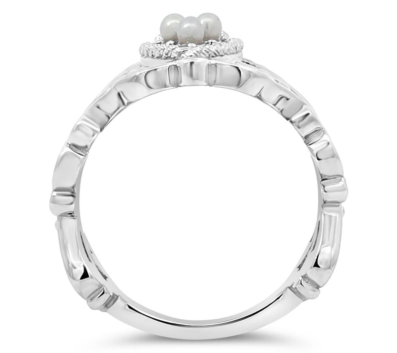 Goddaughters Sterling Silver Love Knot CulturedPearl Ring — View 2