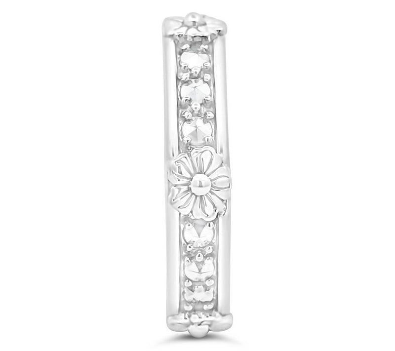 Dallas Prince Sterling Chrome Marcasite FloralEternity Ring — View 2
